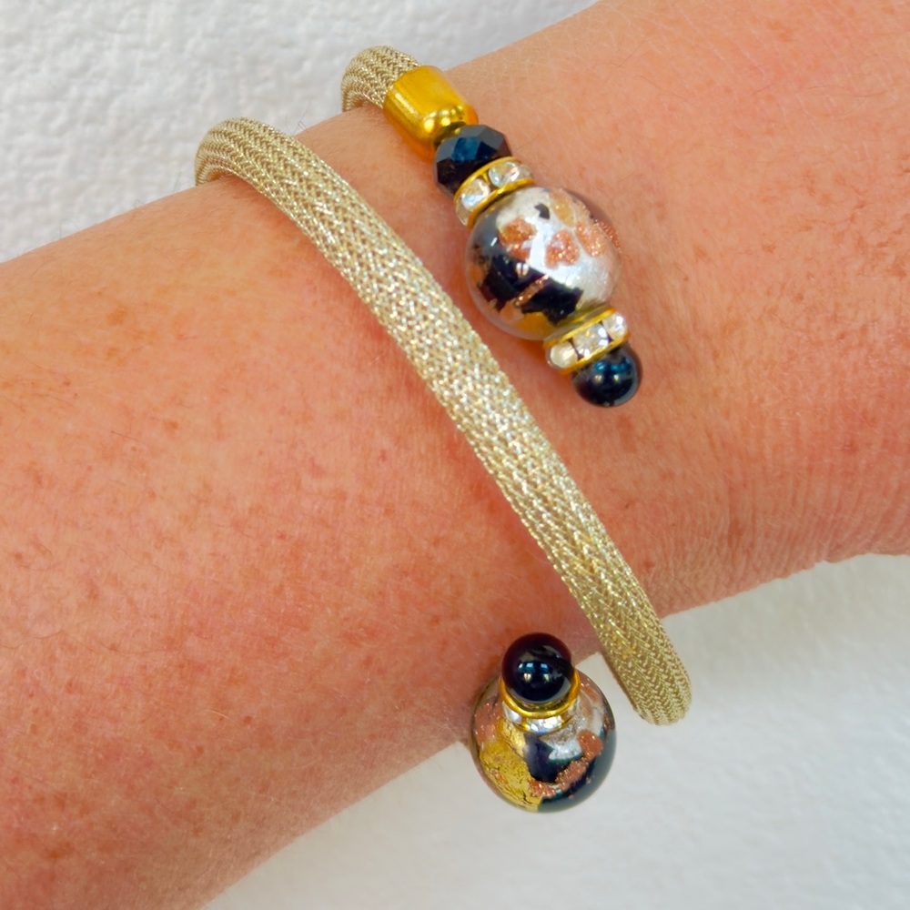 Murano Blown Glass Mesh Wrap Bracelet Italy OS